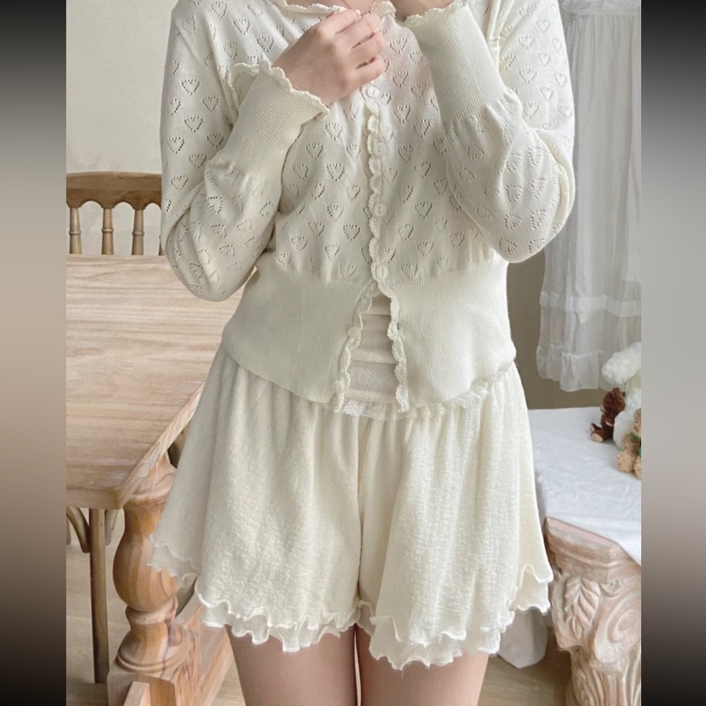 Japanese Kawaii Cream Cottage Balletcore Summer Stretchy Comfy Shorts Skorts